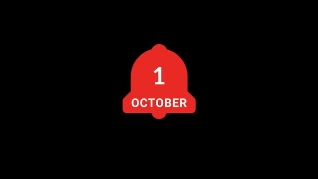1 October date Notification bell Animation