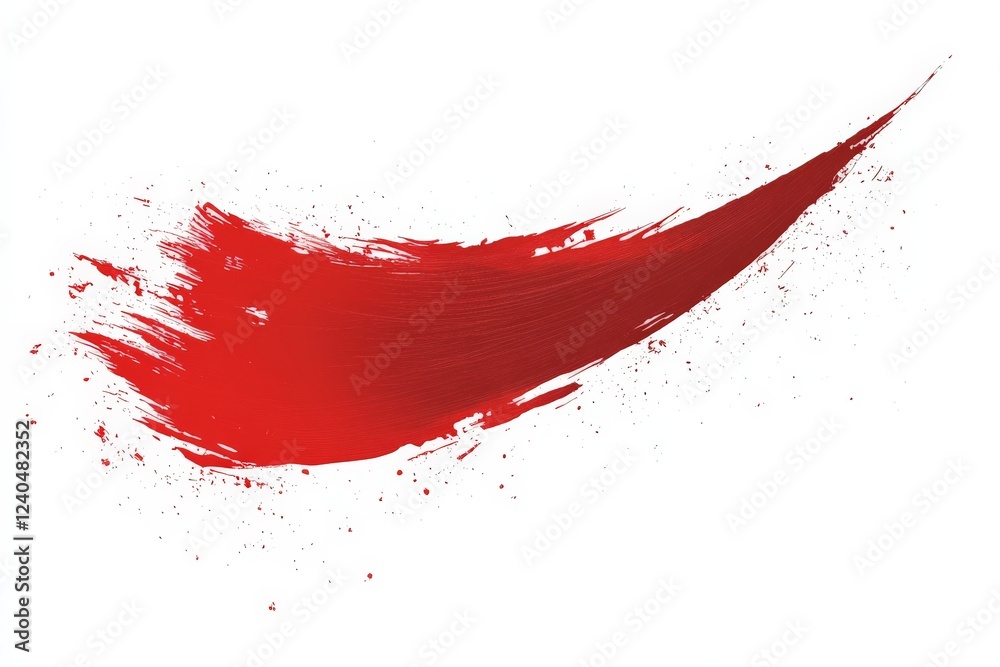 Poster bold red brushstroke creates a striking visual impact on a white background emphasizing artistic exp