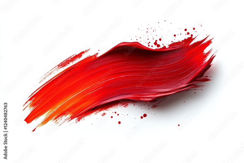 Fototapete dynamic red paint stroke with splashes illustrating creativity and artistic expression