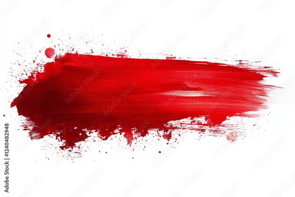 Aufkleber vibrant red brush stroke with splashes illustrating artistic expression and creativity in a minimali