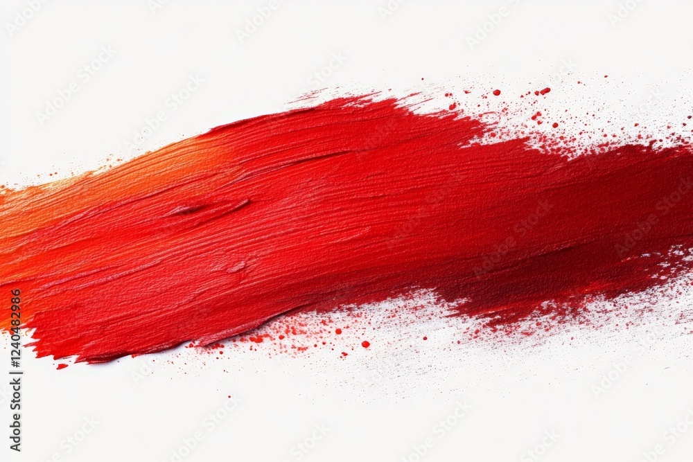 Aufkleber bold crimson paint stroke on a white canvas showcasing texture and color blending