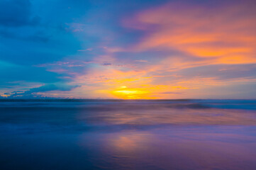 sunset on the sea with blue sky