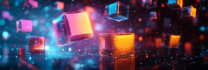 Neon Cubes in Digital Space.