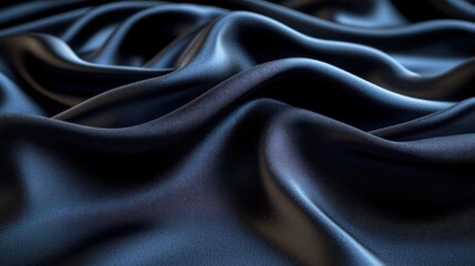 Fototapeta premium Dark blue silk fabric drapes, studio backdrop