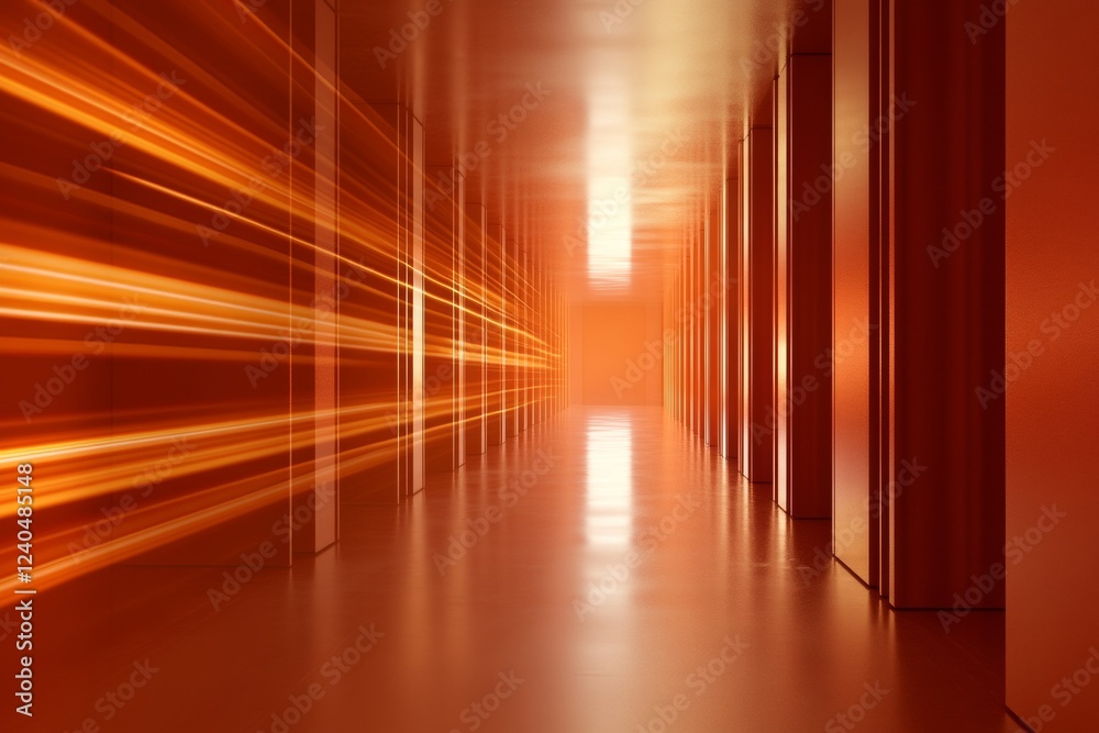 Poster Futuristic Cyber Protection Display Abstract Data Pathways and Padlocks with Glowing Circuits in Server Corridor - Tech Imagery for Network Security Solutions