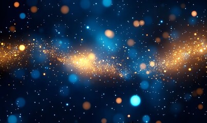 Obraz premium Abstract dark blue and gold particle background