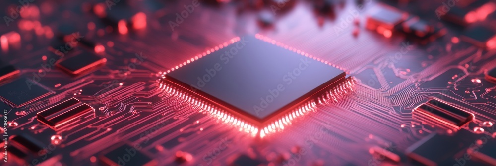 Leinwandbilder Hyper-Realistic Circuit Innovation High-Performance Digital Microchip on Sleek Electronic Board - Future Tech Content and Advanced Business Solutions