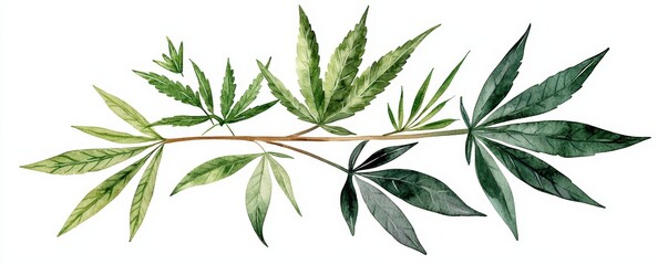 Fototapeta premium A stunning arrangement of green leaves showcasing various shapes and sizes, perfect for nature-themed designs and backgrounds.