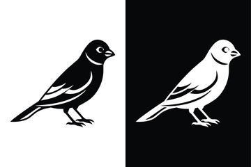 Obraz premium Download Finch Silhouette Vector Icon Crisp Black & White.