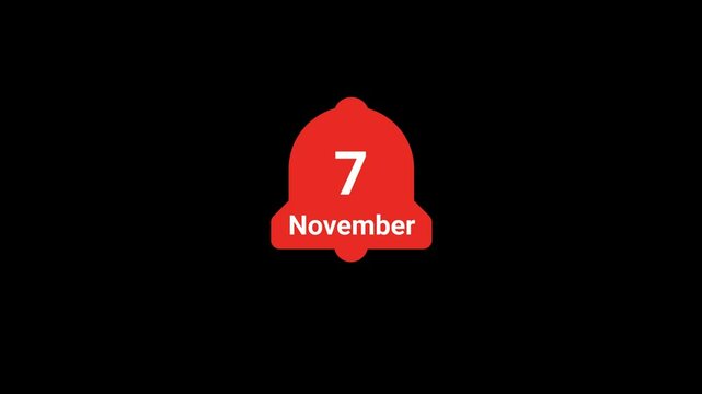 7 November Date on Notification Bell Animation