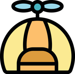 Propeller hat rotating, creating a playful and whimsical accessory for outdoor adventures and summer fun