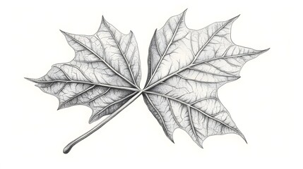 Intricate Detailed Black And White Maple Leaf Drawing