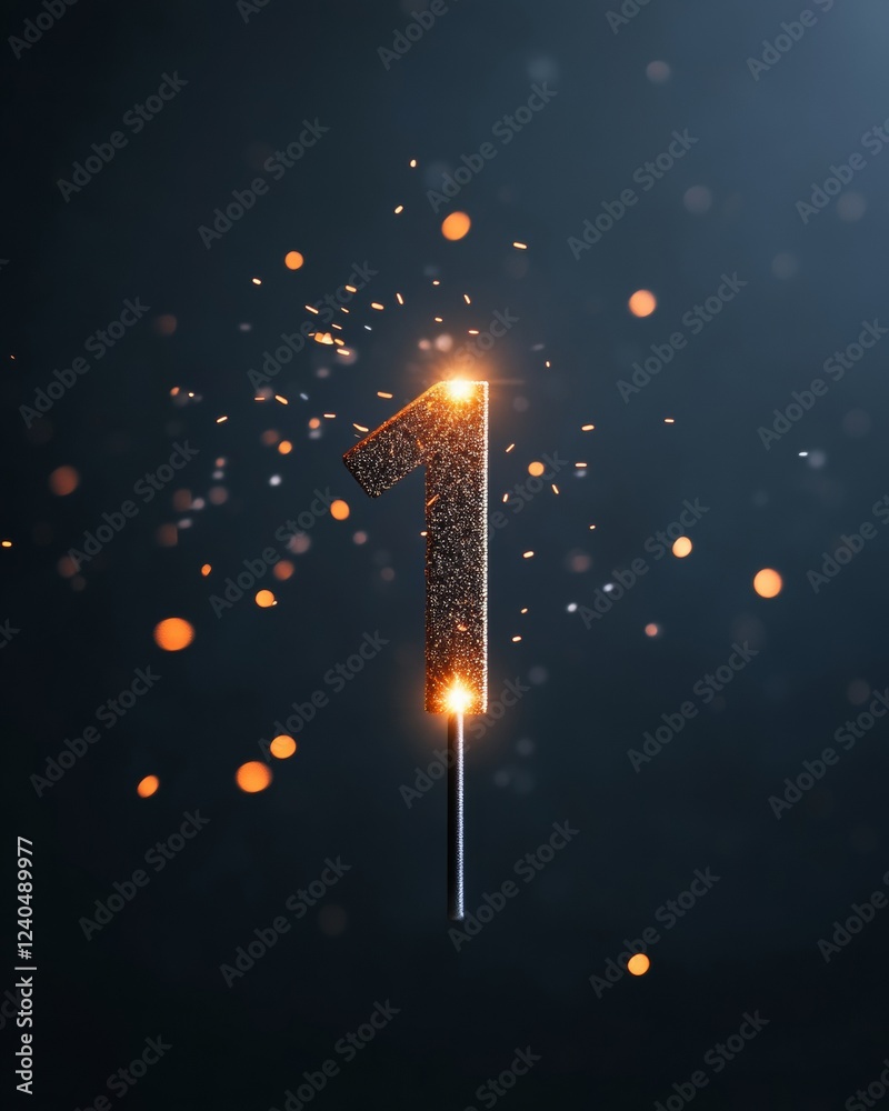 Aufkleber luminous celebration imagery sparkler number against night sky with glowing light trails - event mar