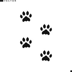 Dog paw print silhouette. Pets track 