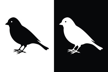 Download Finch Silhouette Vector Icon Crisp Black & White.