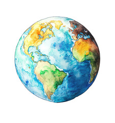 Beautiful watercolor painting of Earth globe showcasing continents and oceans Perfect for home decor or educational purposes