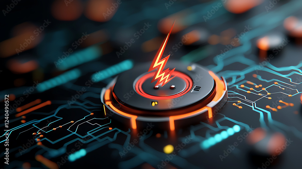 Poster electric storm simulation in high-tech cyber environment with dynamic visual effects and advanced gr