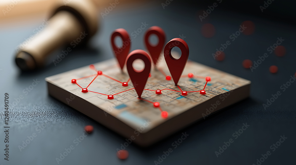 Poster interactive gis map highlights geospatial data points urban environment digital content aerial view 