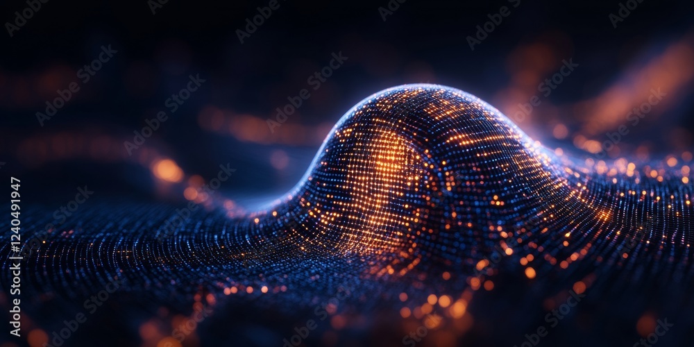 Poster futuristic cybersecurity visualization dynamic digital shield with interconnected nodes - tech secur