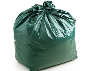 Full Green Trash Bag Isolated on White
