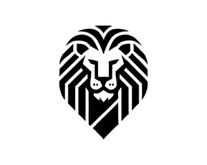 Lion Logo Design Vector Template. Lion Head Logo Icon Vector illustration. Black and white Lion head vector illustration.	