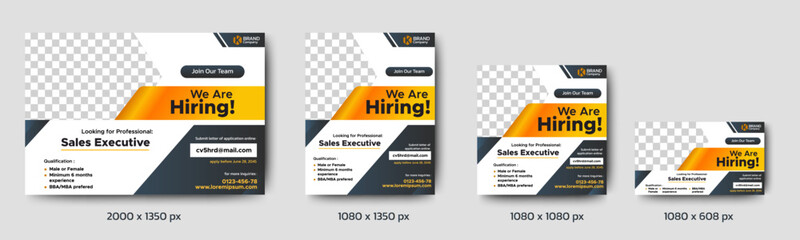 Recruitment advertising template. Recruitment Poster, Job hiring poster, social media, banner, flyer. Digital announcement job vacancies layout	
