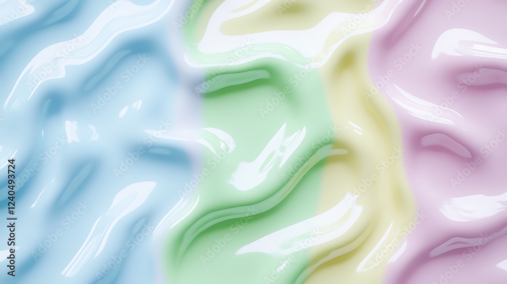 Wall mural soft colorful wave patterns in fluid abstract design for background and texture applications