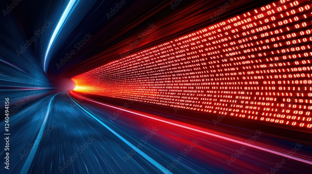 Poster abstract digital background with binary code and motion blur effects
