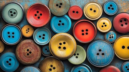 Colorful Vintage Buttons Background Texture