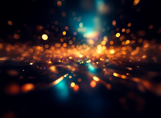 Obraz premium Abstract image of glowing particles and light streaks, creating a sense of depth and movement. Warm and cool colors blend, suggesting energy and dynamism.