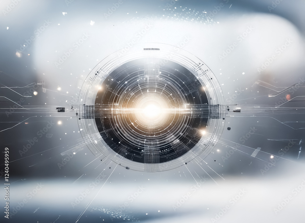 Aufkleber Abstract digital art depicting a glowing core within a complex technological system.  Intricate circuitry and energy flows radiate outwards, creating a futuristic aesthetic.