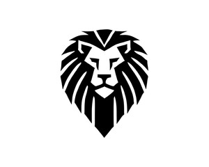 Lion Logo Design Vector Template. Lion Head Logo Icon Vector illustration. Black and white Lion head vector illustration.	