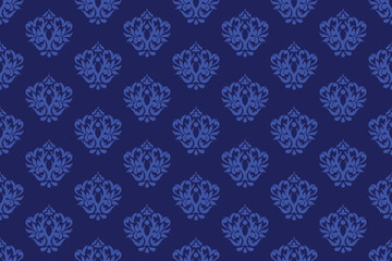 Elegance Dark blue floral seamless pattern.