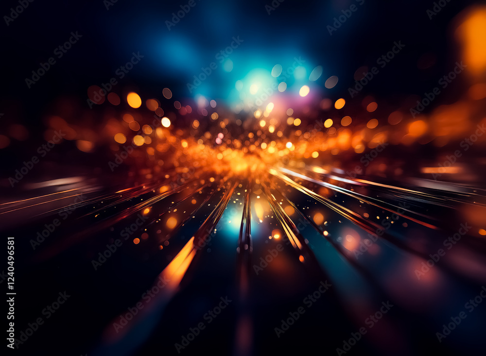 Poster Vibrant streaks of light converge in a dazzling display of color and motion, creating an abstract, energetic scene.  The image evokes feelings of speed, energy, and wonder.