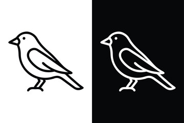 Obraz premium Download Finch Silhouette Vector Icon Crisp Black & White.