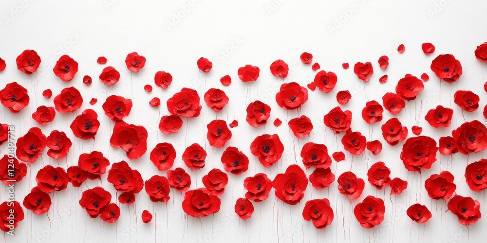 Aufkleber minimalist botanical wall art red poppy patterns on textured canvas for modern decor and interior de
