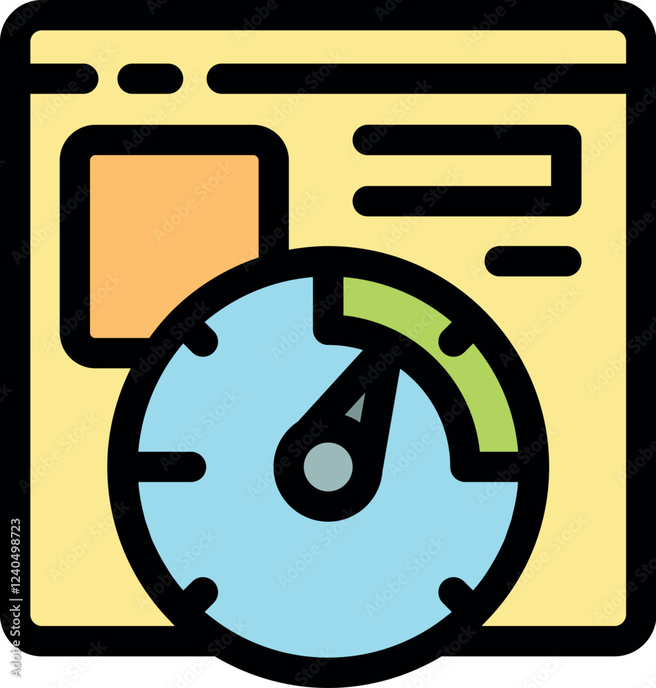 Poster speedometer is measuring website loading time and performance speed test