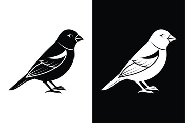 Obraz premium Minimalist Finch Silhouette Vector Icon in Black & White