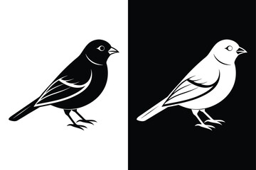 Obraz premium Minimalist Finch Silhouette Vector Icon in Black & White