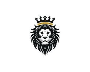 Lion Logo Design Vector Template. Lion Head Logo Icon Vector illustration. Black and white Lion head vector illustration.	