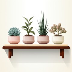 Obraz premium Aesthetic Indoor Plant Decor Featuring Three Succulents in Colorful Pots