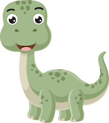 Cartoon little brontosaurus on white background