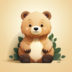 Naklejka premium Minimalistic Flat Style Animal Illustration Using a Soft Light Palette