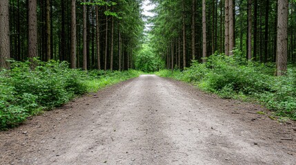 Obraz premium Forest path leading through trees, nature background, travel, adventure