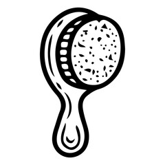 Soft hairbrush for baby. Hand drawn doodle. Combing baby hair. Newborn care. Comb. Childhood. Vector line art illustration.