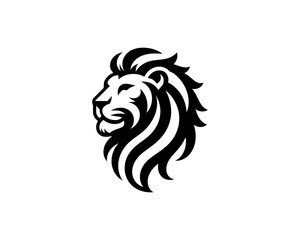 Lion Logo Design Vector Template. Lion Head Logo Icon Vector illustration. Black and white Lion head vector illustration.	