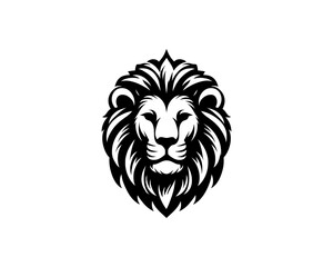 Lion Logo Design Vector Template. Lion Head Logo Icon Vector illustration. Black and white Lion head vector illustration.	