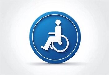 Universal blue wheelchair accessibility symbol on white background. Access and inclusivity concept