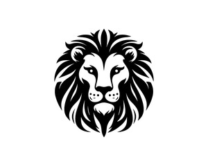 Lion Logo Design Vector Template. Lion Head Logo Icon Vector illustration. Black and white Lion head vector illustration.	