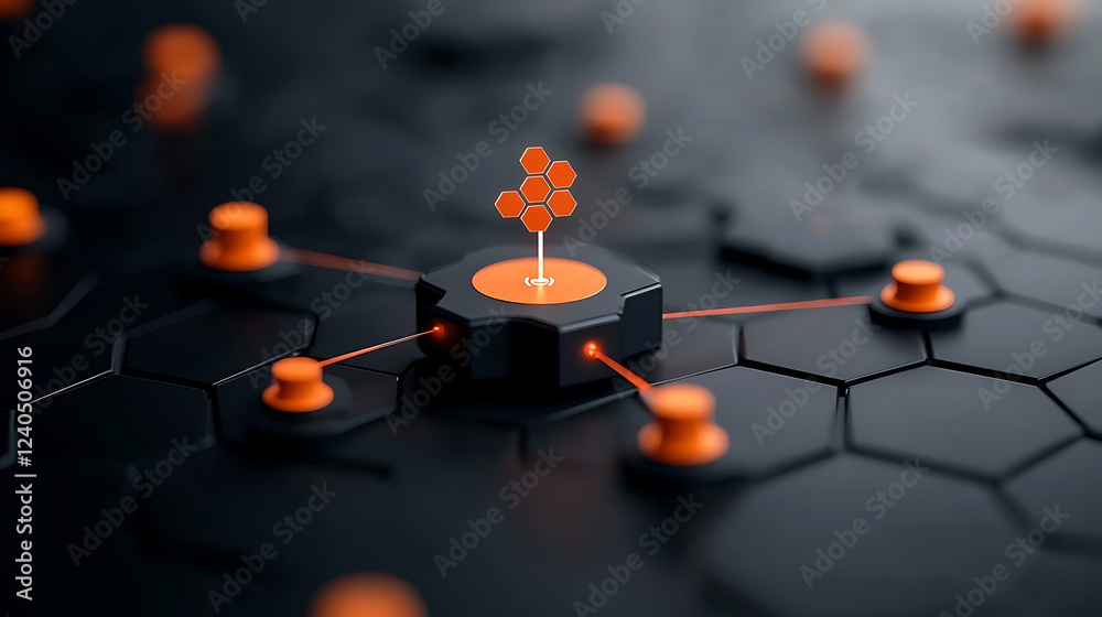 Poster energy surges connecting interconnected nodes in a high-tech environment abstract visualization from